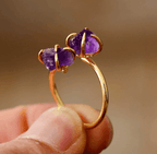 Bague Bohème Double Améthyste Brute