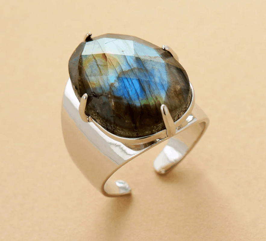 Bague Bohème en Labradorite Naturelle