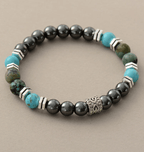Bracelet Bohème Unisexe en Hématite et Turquoise