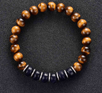 Bracelet Bohème  en Œil de Tigre et Pierre de Sable Bleue