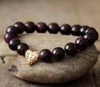 Bracelet Bohème en Grenat Naturel avec Cœur.