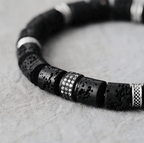 Bracelet en Pierre de Lave avec Roue Symbolique