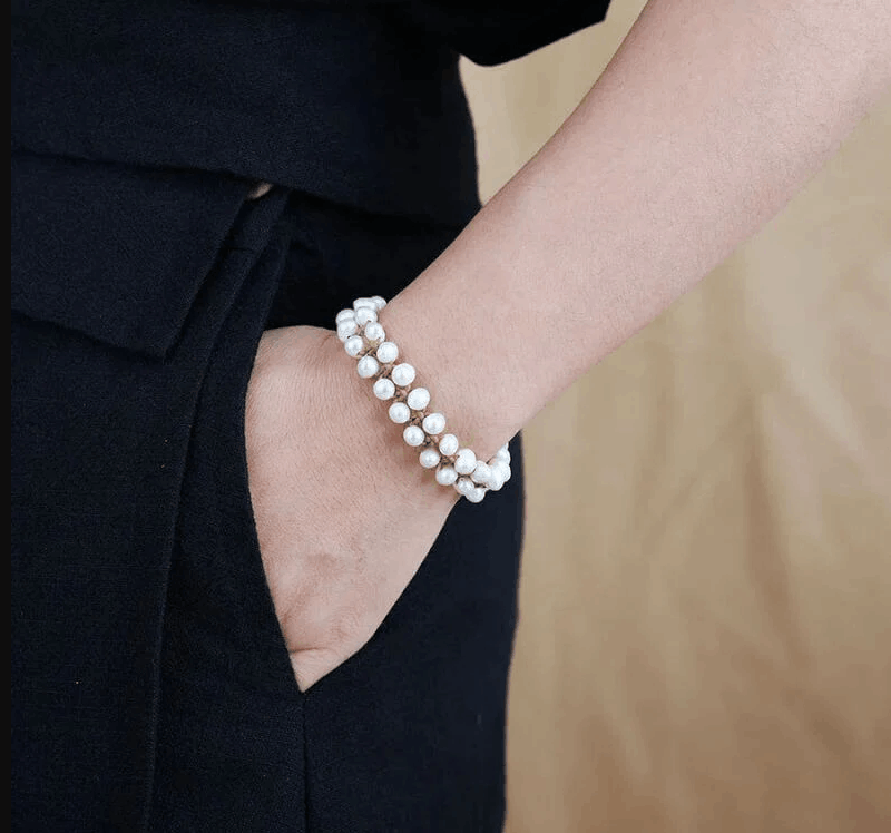 Bracelet Tressé en Perles d’Eau Douce
