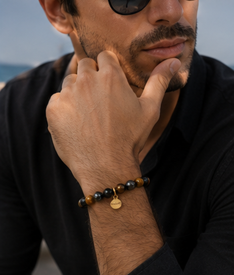 Bracelet Éclipse Œil de Tigre • Obsidienne • Hématite