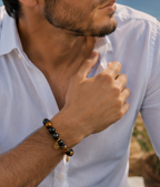 Bracelet Éclipse Œil de Tigre • Obsidienne • Hématite