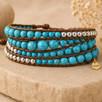 Bracelet Enroulé Turquoise Fait Main – Style Bohème Chic