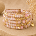 Bracelet Wrap Féminin Rose – Charme Naturel et Confort Ajustable