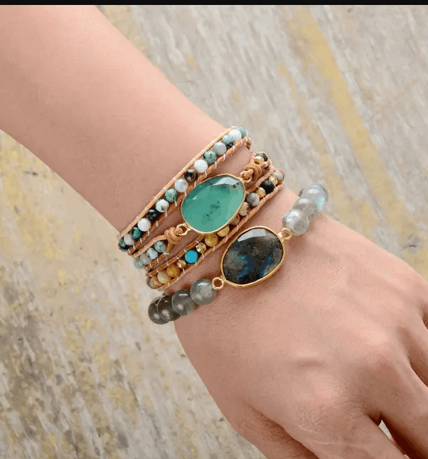 Bracelet Résistance Wrap en Jade Naturelle – 3 Rangs