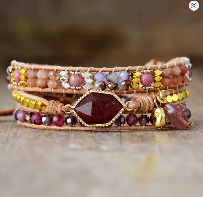 Bracelet Enveloppant Éclat de Rhodonite | Charmes de Danse