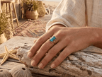 Bague Bohème Double Turquoise – Bijou Fait Main en Cuivre