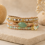 Bracelet Enroulé en Cuir et Cristal Serenity | Charmes de Sérénité