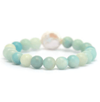 Bracelet Élégant en Amazonite Naturelle & Perles Baroques