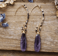 Boucles d’Oreilles Bohème Chic Pendantes – Femme | Quartz Rose & Améthyste