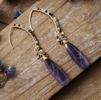 Boucles d’Oreilles Bohème Chic Pendantes – Femme | Quartz Rose & Améthyste