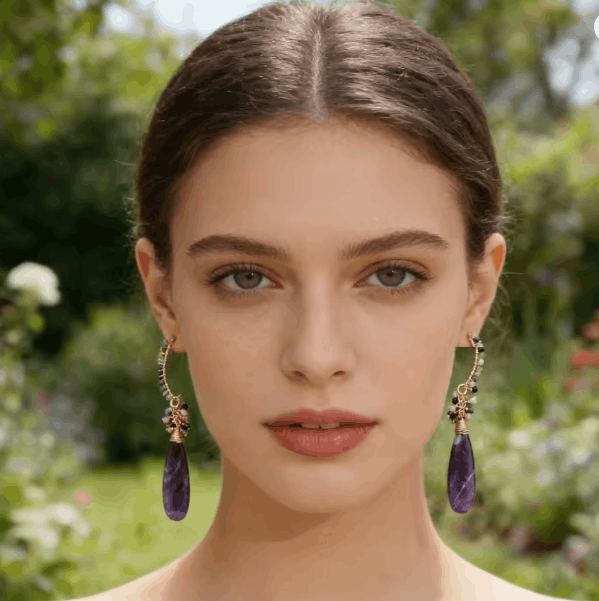 Boucles d’Oreilles Bohème Chic Pendantes – Femme | Quartz Rose & Améthyste