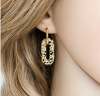 Boucles d'Oreilles Jaspe Dalmatien & Anneau Doré – Style Bohème Chic