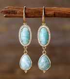 Boucles d'Oreilles Pendantes en Amazonite Naturelle