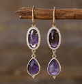 Boucles d'Oreilles Pendantes en Amethyste Naturelle