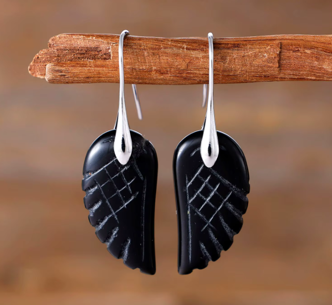 Boucles d’Oreilles Aile d’Ange – Pierre Naturelle & Énergie Spirituelle