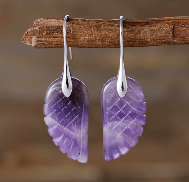 Boucles d’Oreilles Aile d’Ange – Pierre Naturelle & Énergie Spirituelle