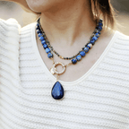 Collier de Luxe Femme avec Pendentif en Lapis-Lazuli Naturel
