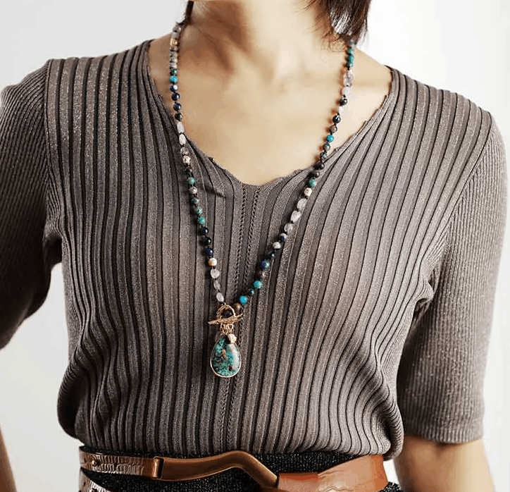 Collier en Pierre Naturelle avec Pendentif Goutte