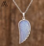 Collier de Luxe Unisexe avec Pendentif Aile d’Ange en Pierre Naturelle