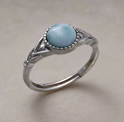 Bague en argent plaqué or en Larimar