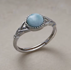 Bague en argent plaqué or en Larimar