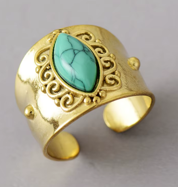 Bague ajustable de luxe en  turquoise –