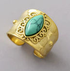 Bague ajustable de luxe en  turquoise –