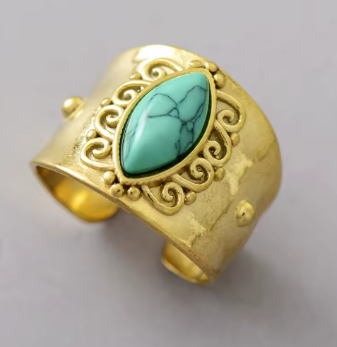 Bague ajustable de luxe en  turquoise –