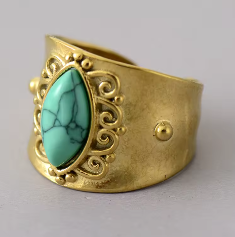 Bague ajustable de luxe en  turquoise –