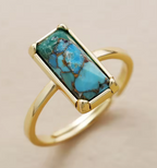 Bague Bohème Double Turquoise – Bijou Fait Main en Cuivre