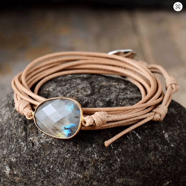 Bracelet Bohème Chic Femme en Pierre Naturelle Labradorite.