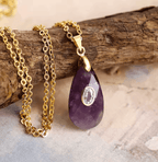 Pendentif Goutte d'Eau en Améthyste Naturelle – Élégance Minimaliste pour Femme