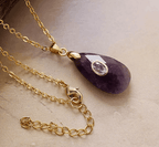 Pendentif Goutte d'Eau en Améthyste Naturelle – Élégance Minimaliste pour Femme