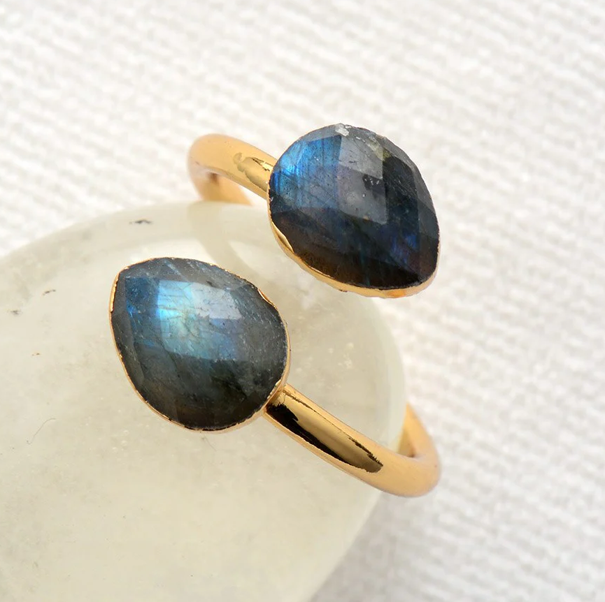 Bague Bohème Double Labradorite