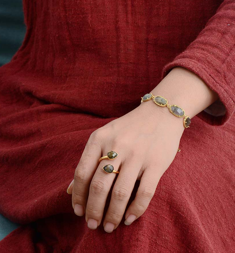 Bague Bohème Double Labradorite