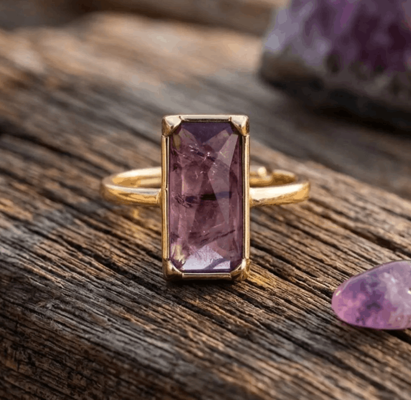 Bague Bohème Double Améthyste