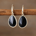 Boucles d'Oreilles en Onyx Noir - Bouclier Intérieur