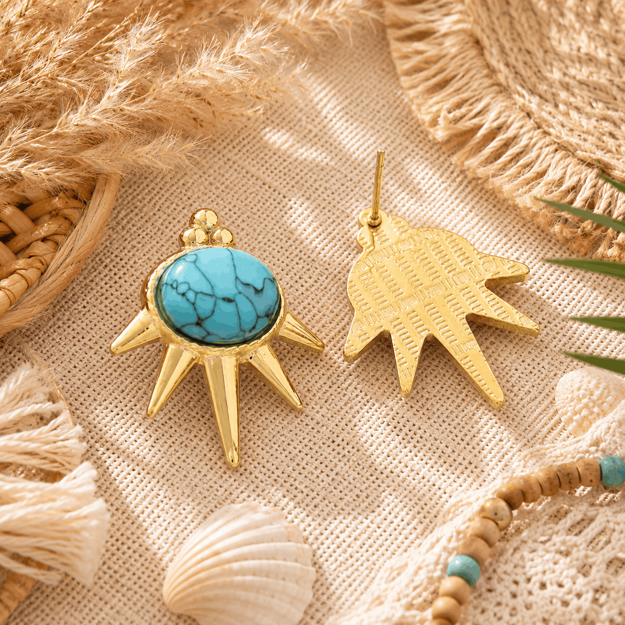 Boucles Soleil Turquoise – Éclat Bohème d’Été