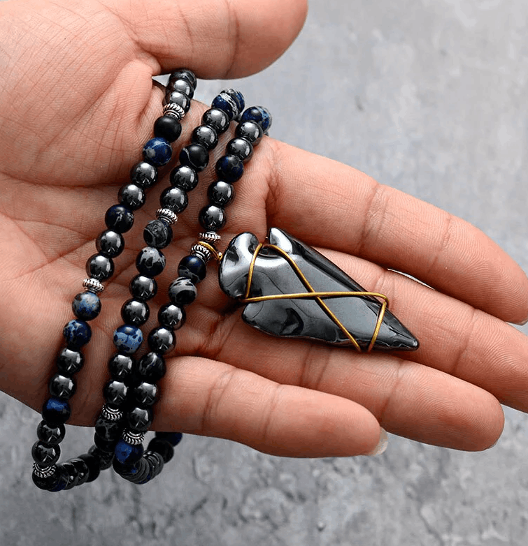 Collier Bohème pour Homme en Hématite et Jaspe Impérial