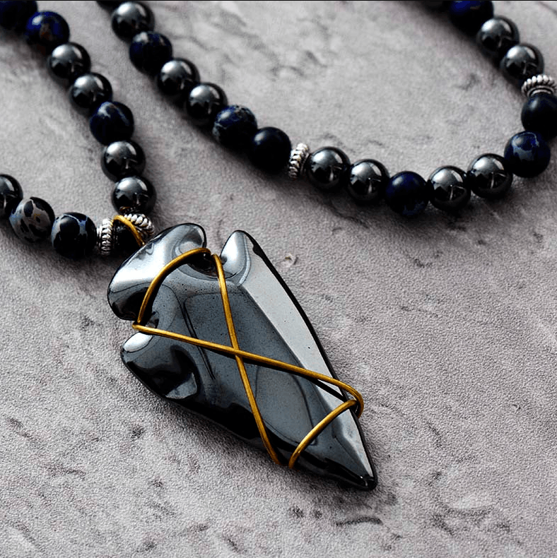 Collier Bohème pour Homme en Hématite et Jaspe Impérial