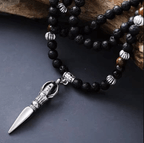 Collier Homme en Œil de Tigre et Pierre de Lave