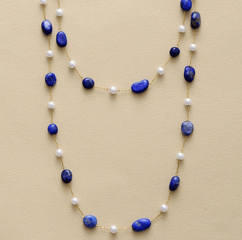 Collier Plaqué Or en Lapis Lazuli