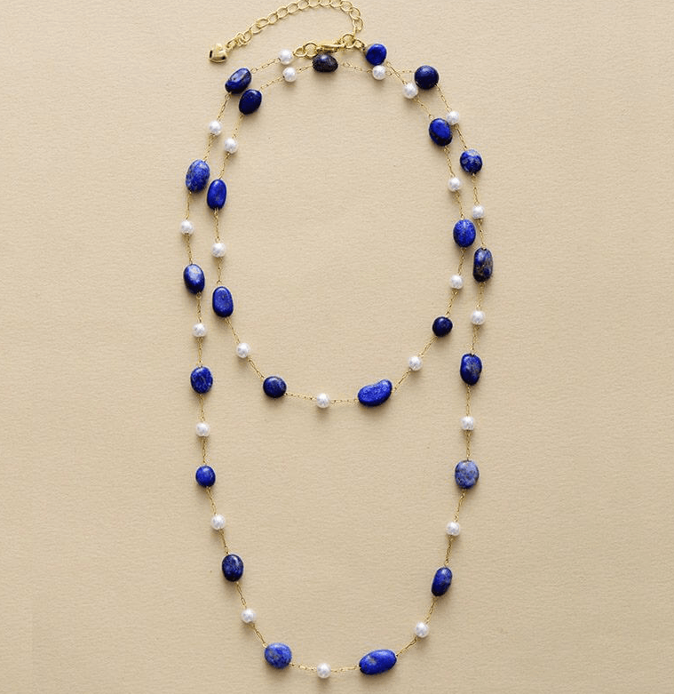 Collier Plaqué Or en Lapis Lazuli