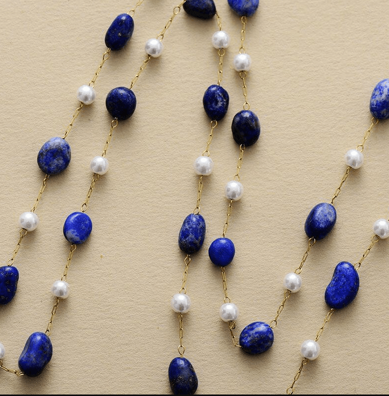 Collier Plaqué Or en Lapis Lazuli