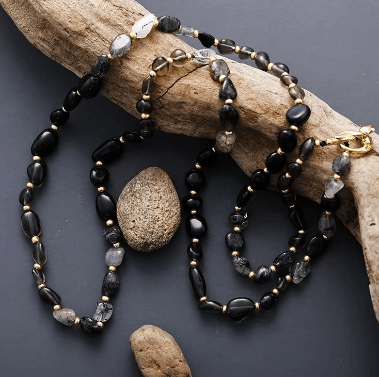 Collier en Onyx et Quartz Fumé