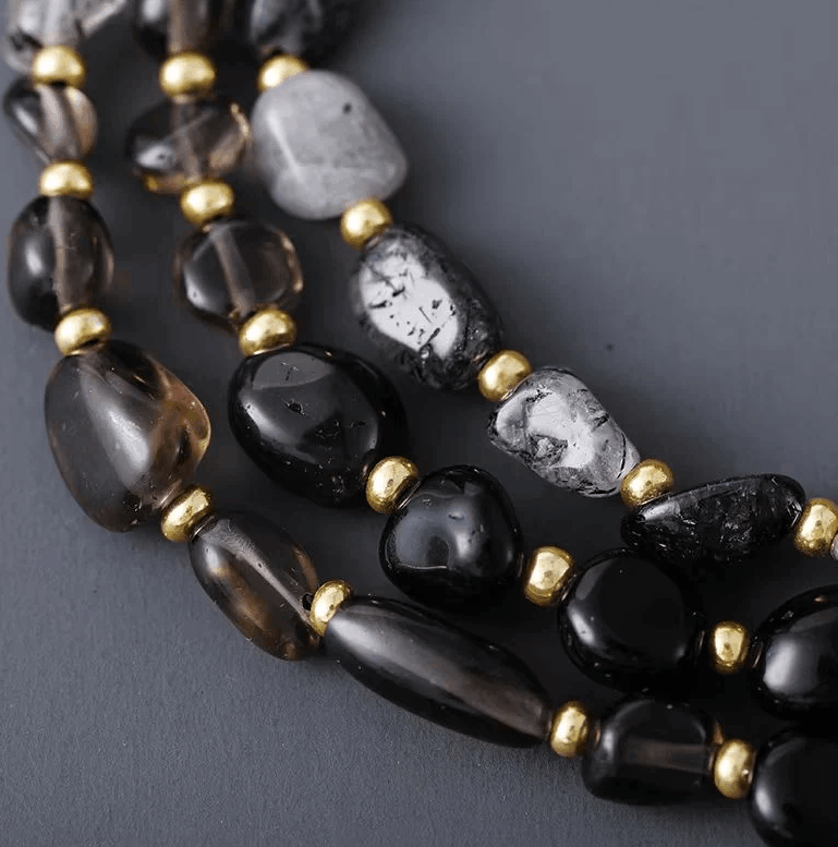 Collier en Onyx et Quartz Fumé